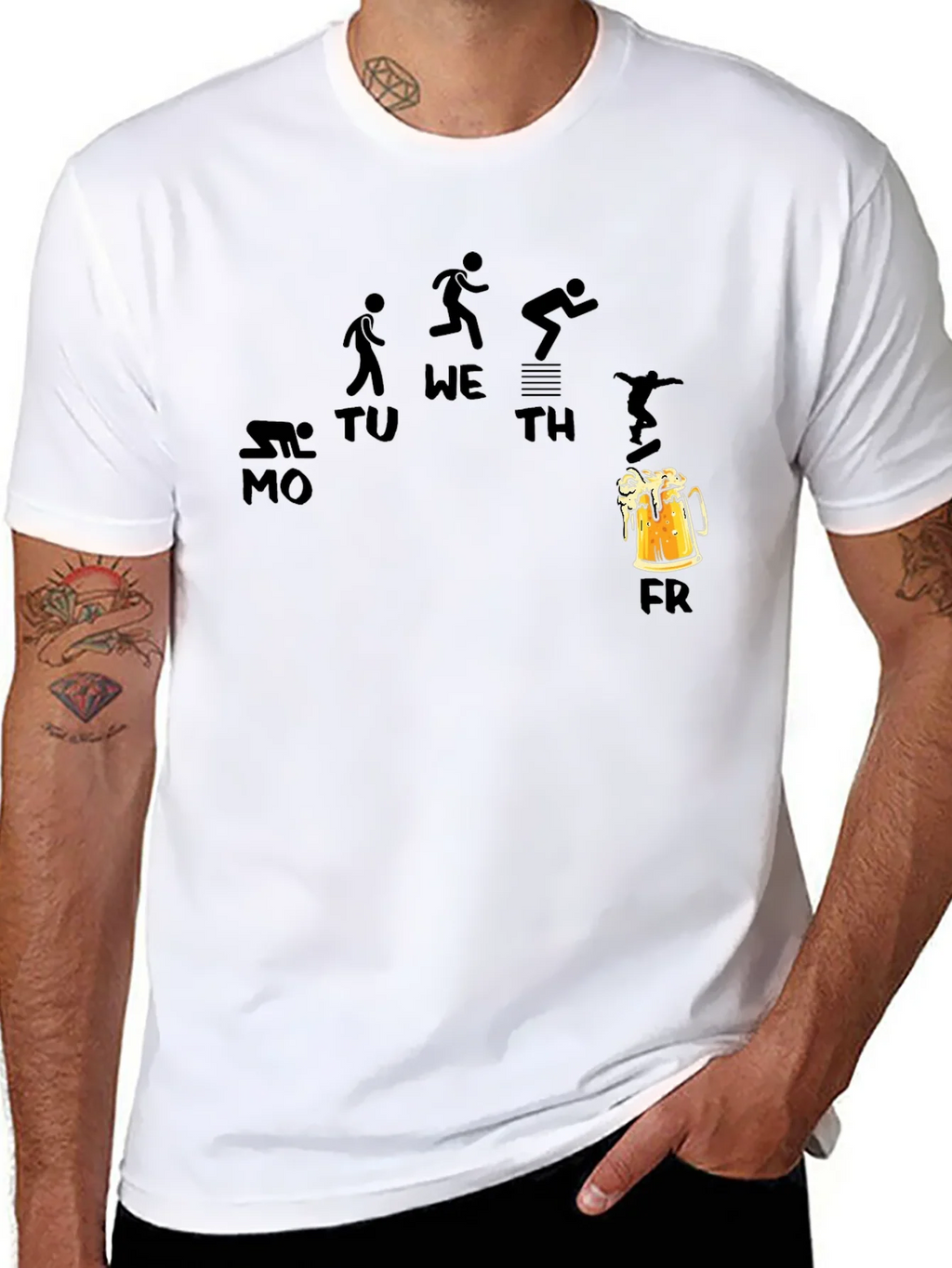 Weekdays and Beer Funny Black T-Shirt product image 6