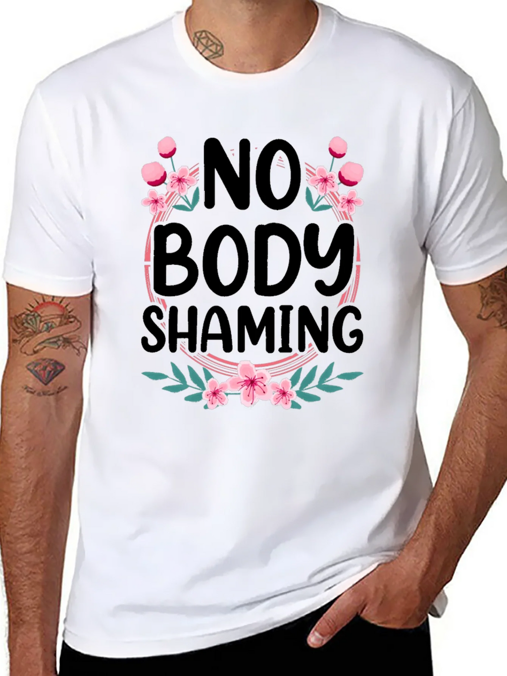 No Body Shaming Floral Graphic Tee product image 1