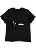 Funny Mustache Heartbeat Graphic Tee - Cool Design! product image 1