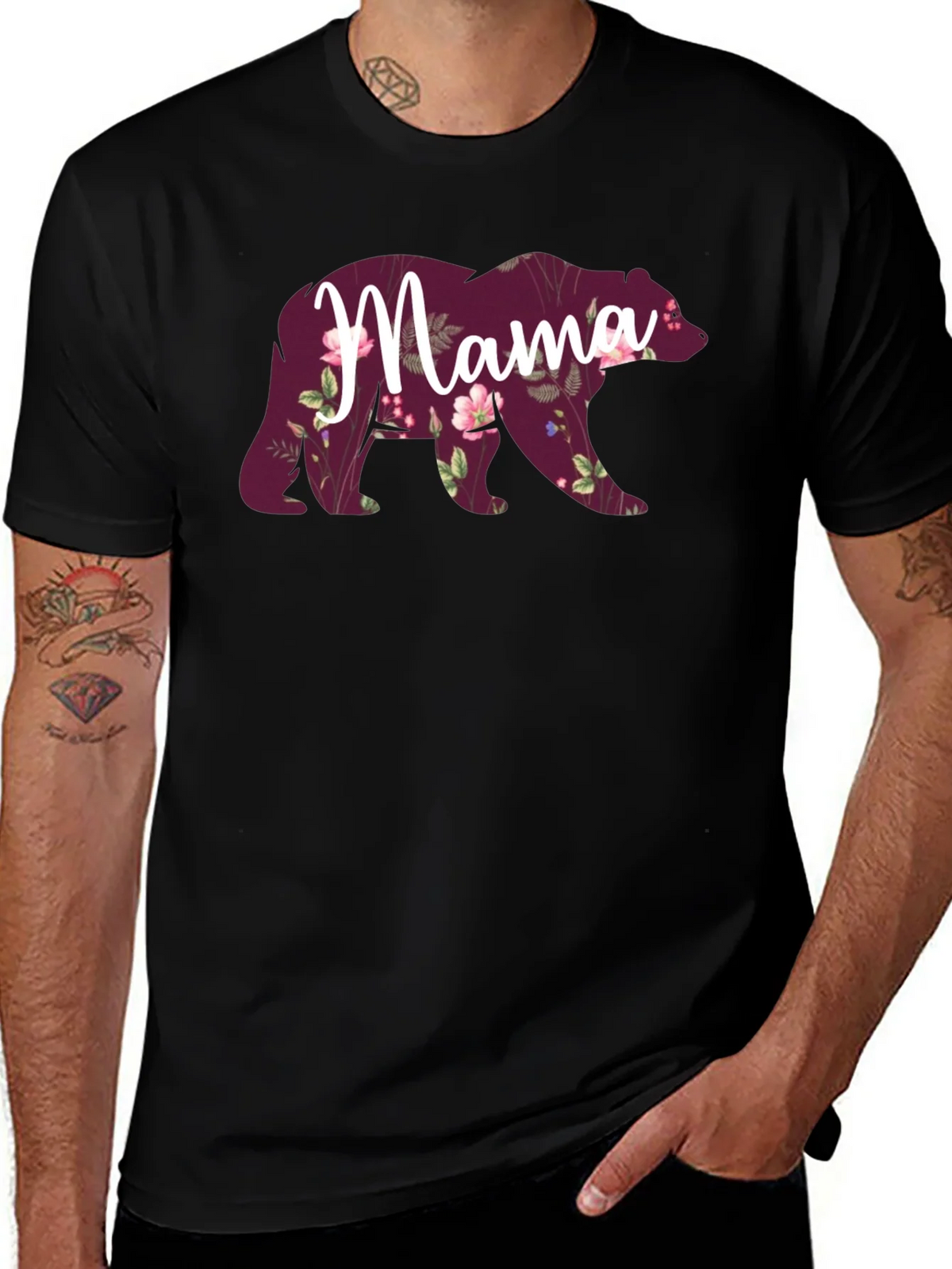 Mama Bear Floral Graphic Tee - Comfortable Cotton Blend product image 1
