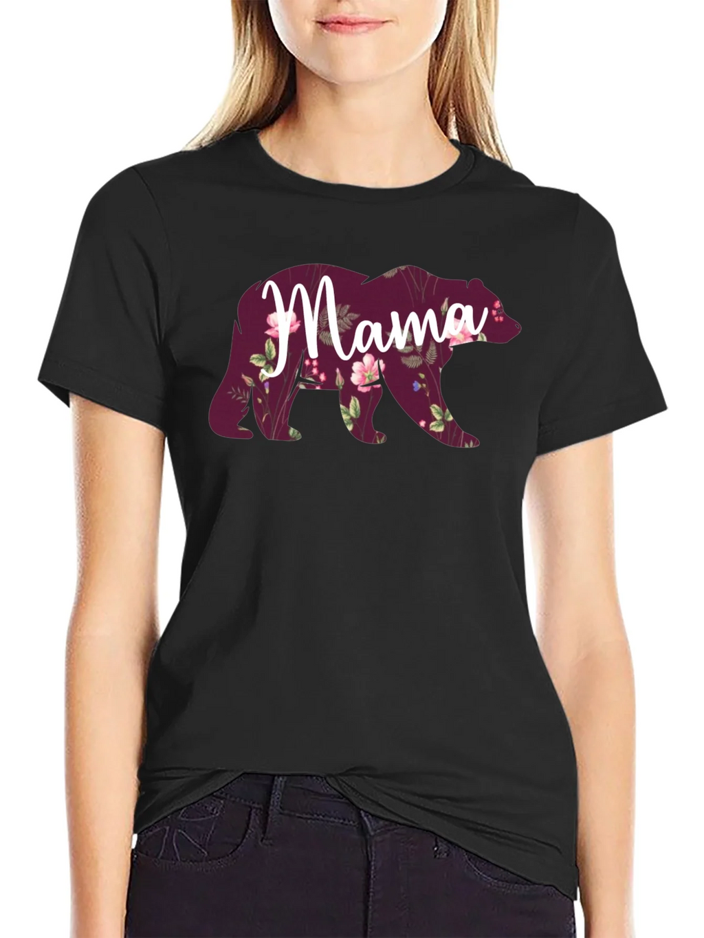 Mama Bear Floral Graphic Tee - Comfortable Cotton Blend product image 2