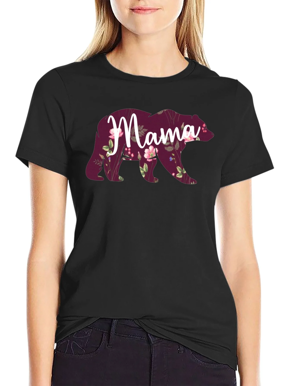 Mama Bear Floral Graphic Tee - Comfortable Cotton Blend product image 2