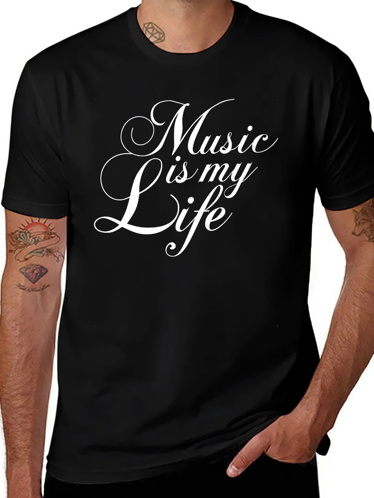 Music is my Life Black T-Shirt product image 1