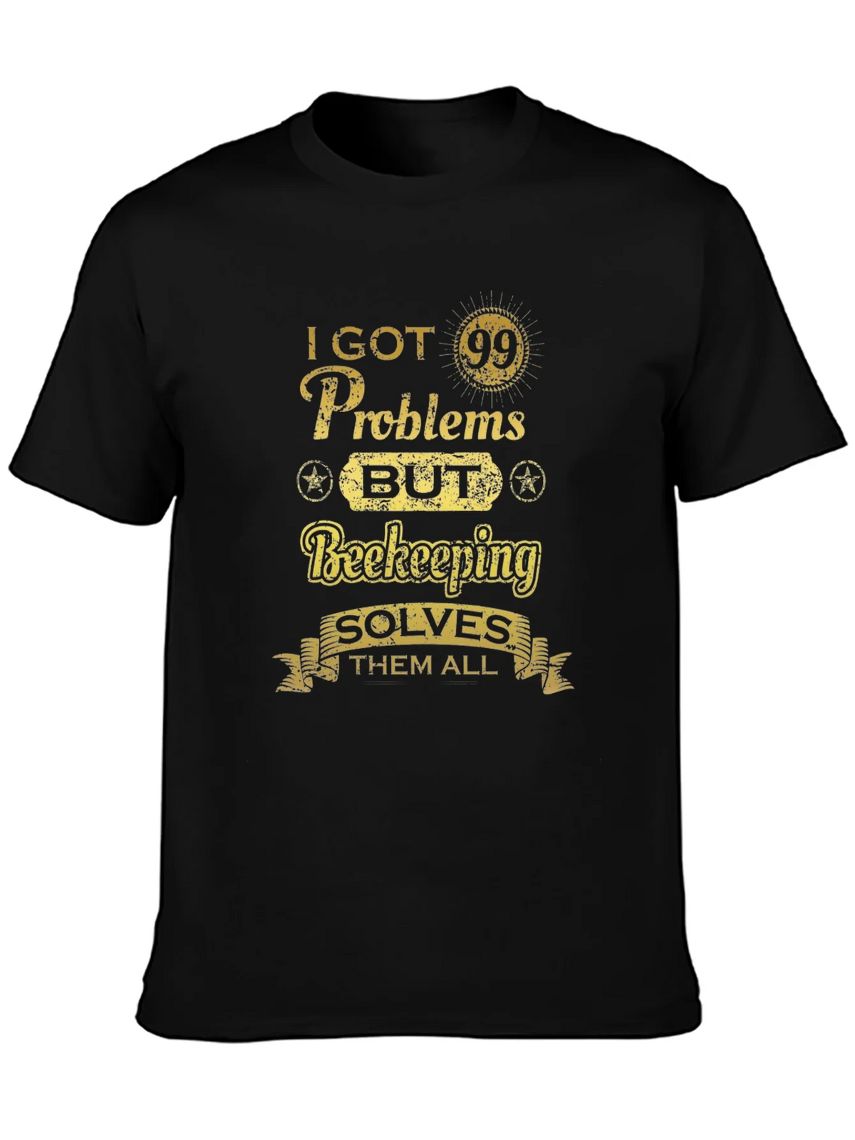 Beekeeping Solves All T-Shirt - Mens Black Tee product image 3
