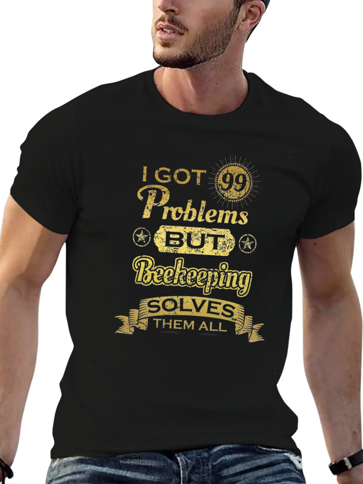Beekeeping Solves All T-Shirt - Mens Black Tee product image 6