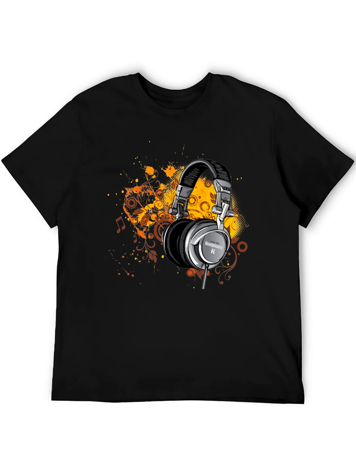 Headphones Graphic Print Black T-Shirt product image 5