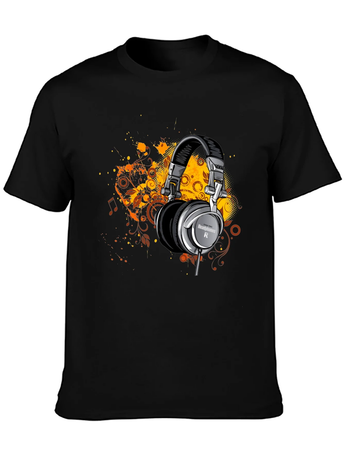 Headphones Graphic Print Black T-Shirt product image 3