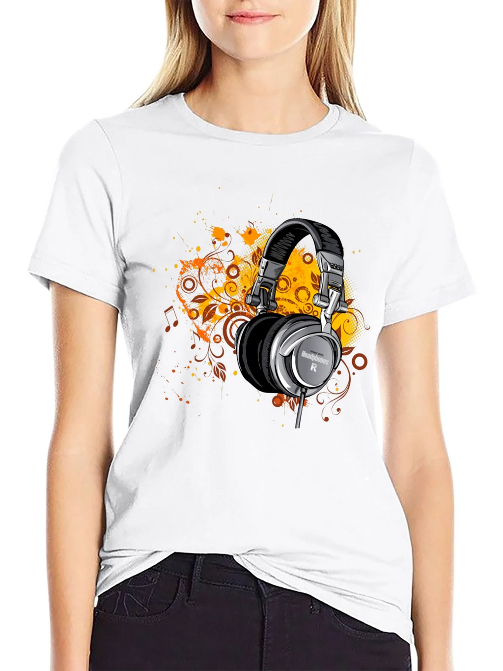 Headphones Graphic Print Black T-Shirt product image 8