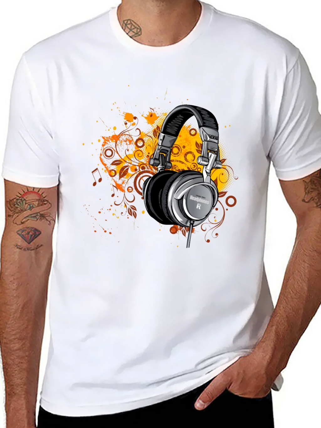 Headphones Graphic Print Black T-Shirt product image 7