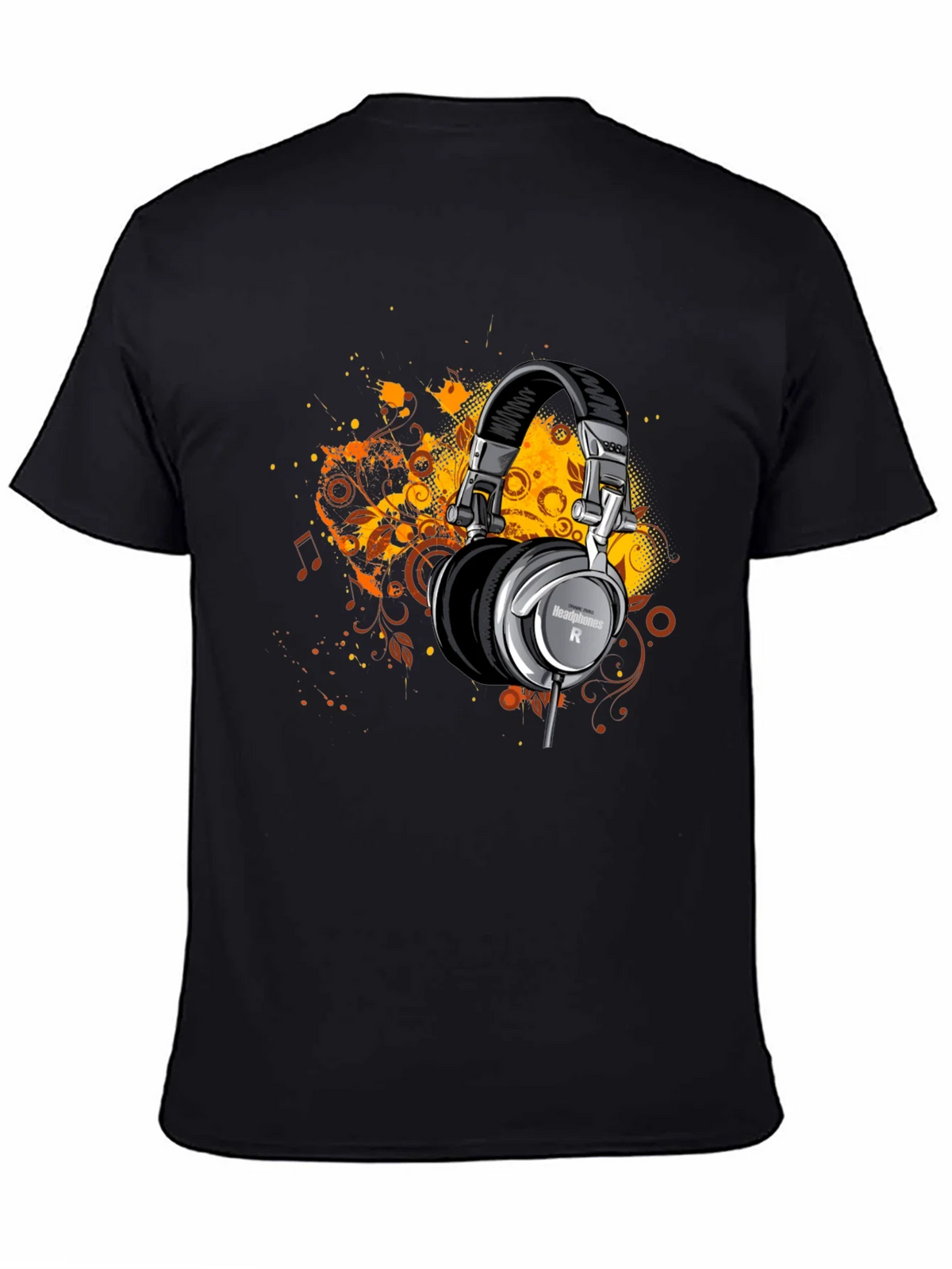 Headphones Graphic Print Black T-Shirt product image 4