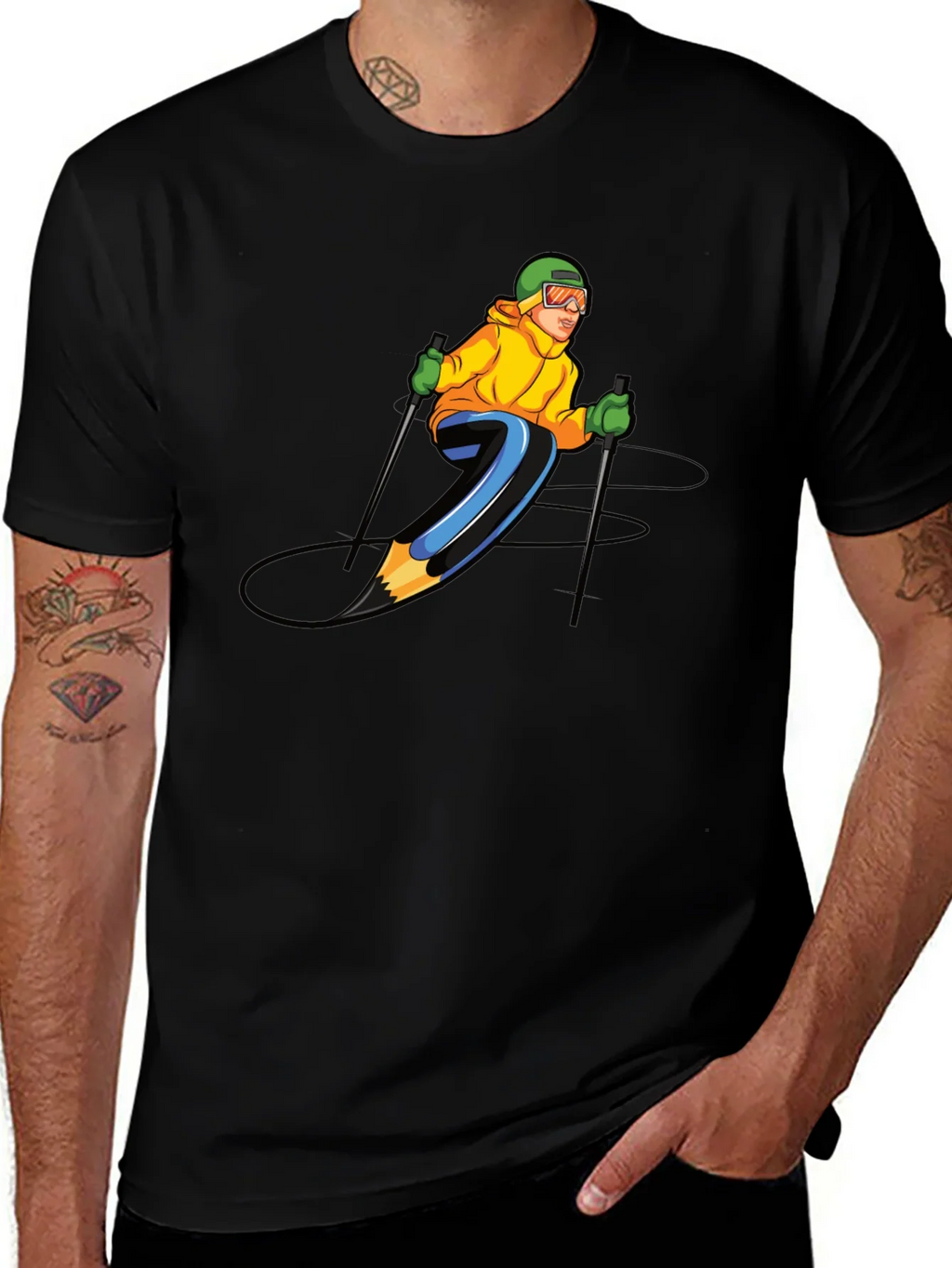 Skiing Pencil Graphic T-Shirt product image 1