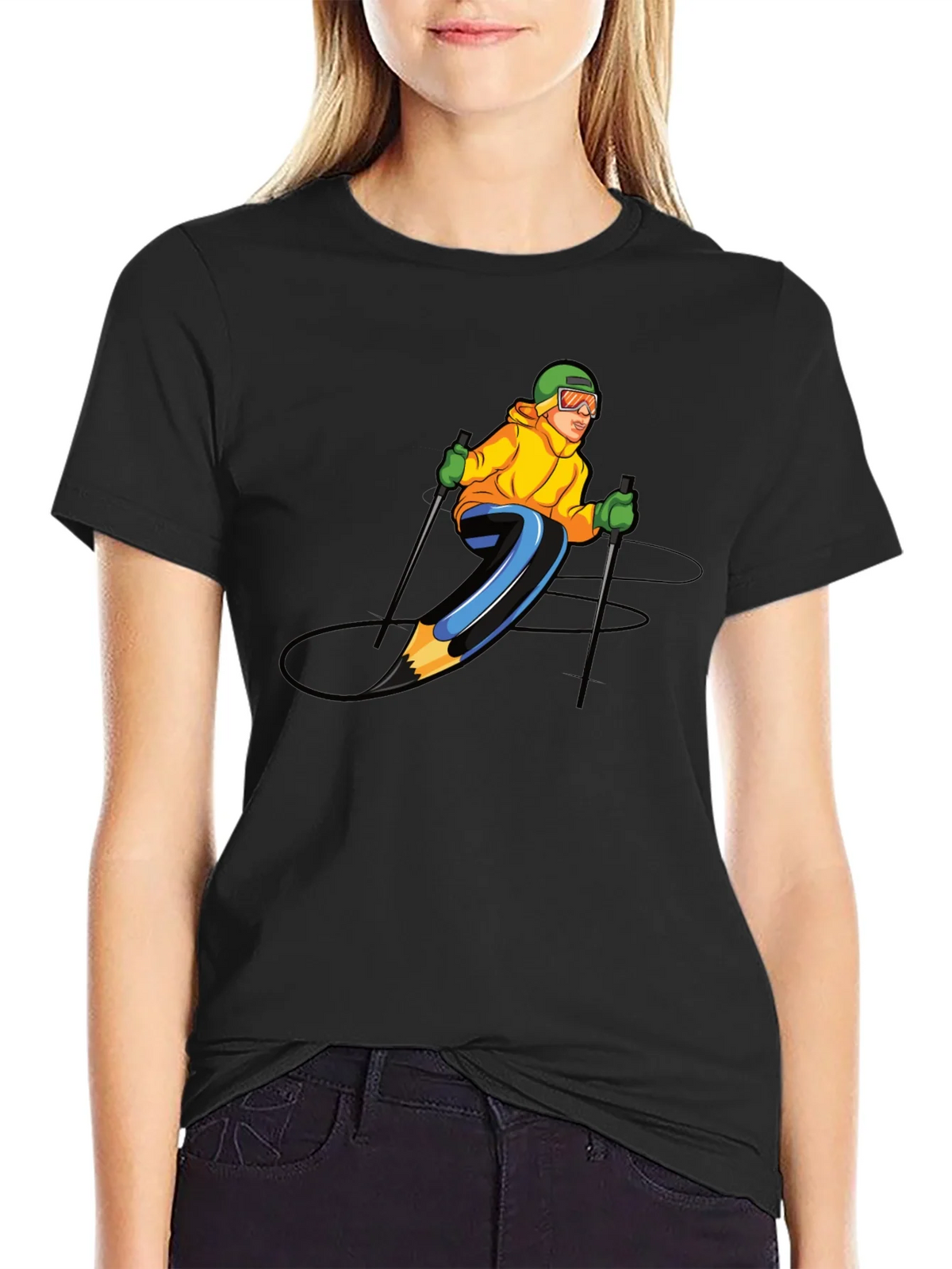 Skiing Pencil Graphic T-Shirt product image 2