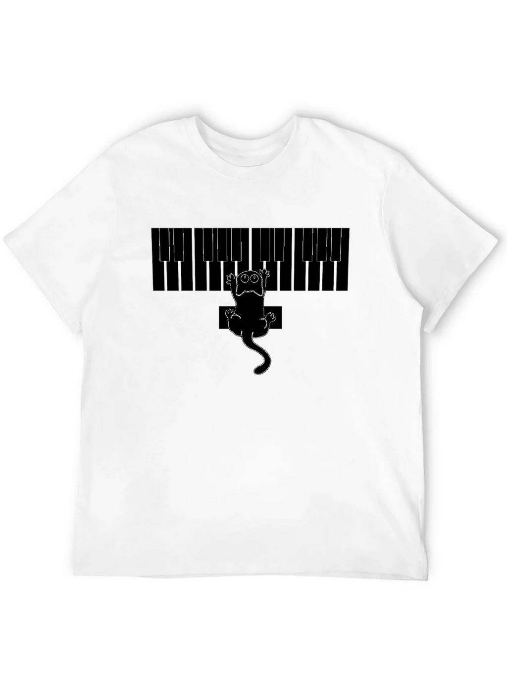 Piano Cat Graphic Tee - Black Cotton T-Shirt product image 11