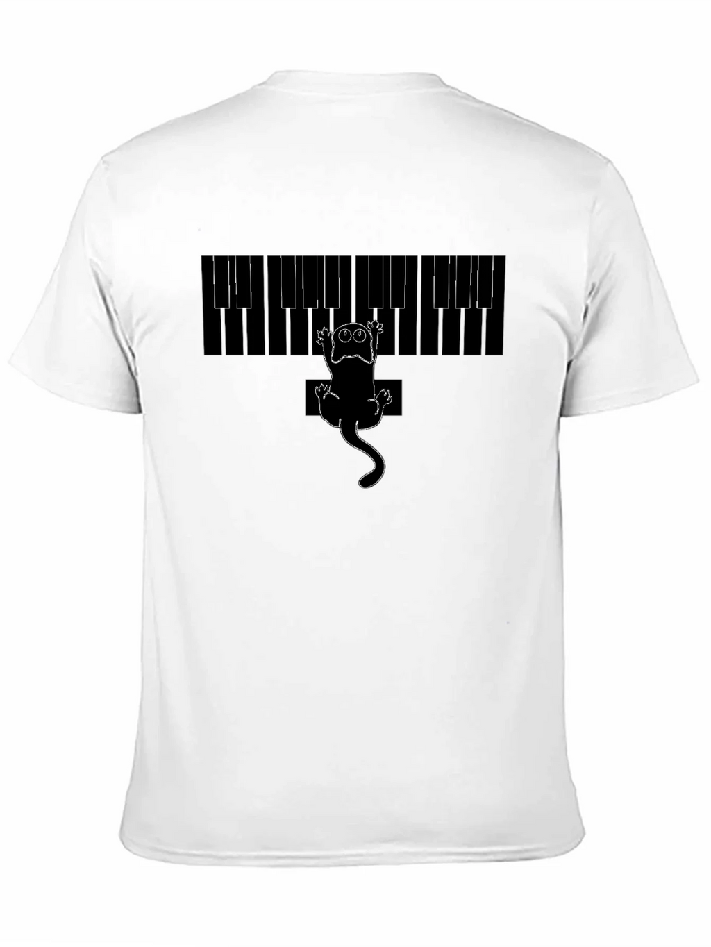 Piano Cat Graphic Tee - Black Cotton T-Shirt product image 10