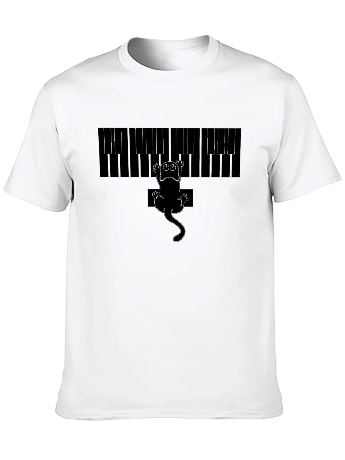 Piano Cat Graphic Tee - Black Cotton T-Shirt product image 9