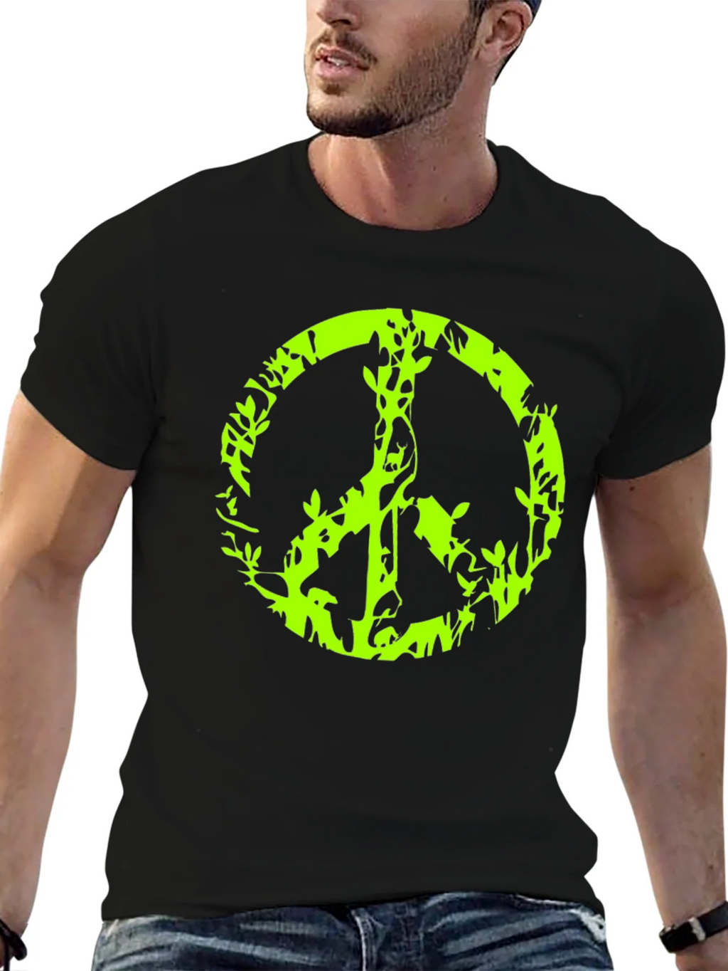 Peace Sign Graphic Black T-Shirt product image 6
