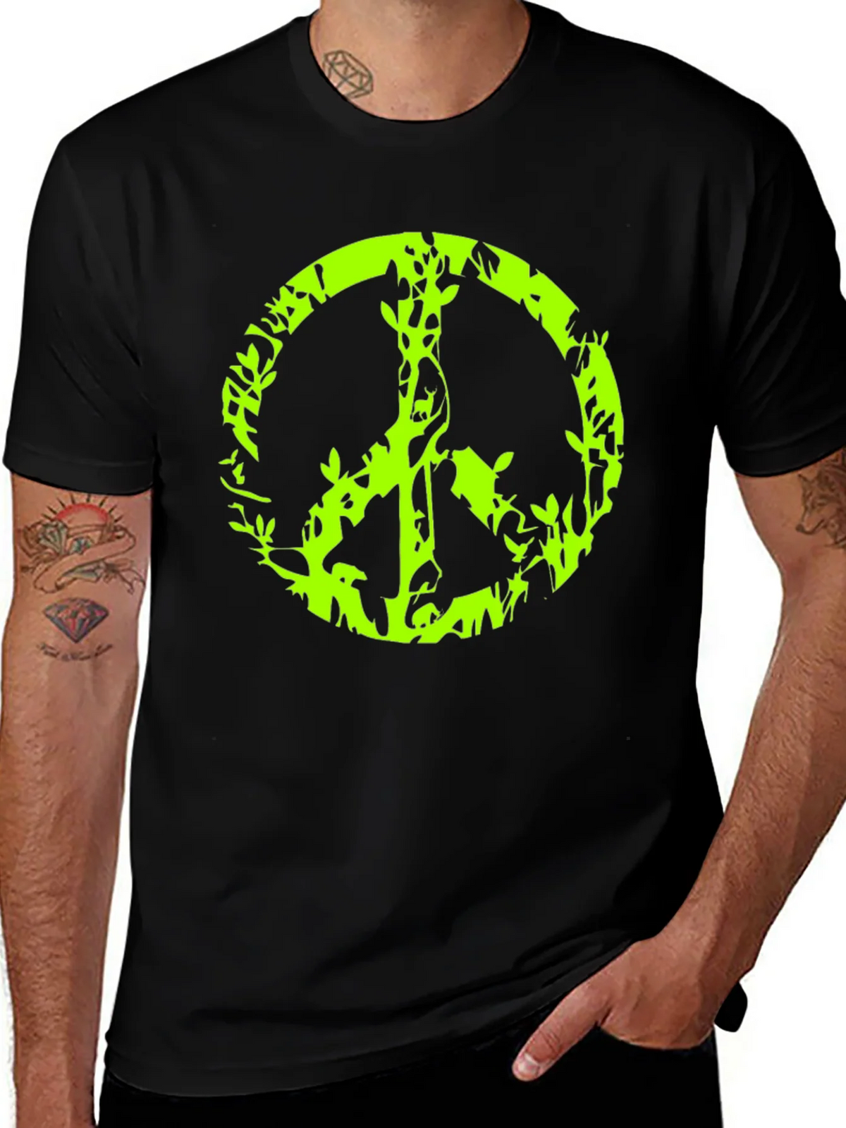 Peace Sign Graphic Black T-Shirt product image 1