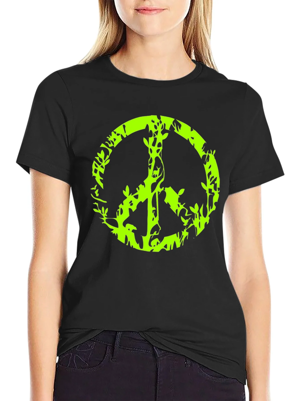 Peace Sign Graphic Black T-Shirt product image 2
