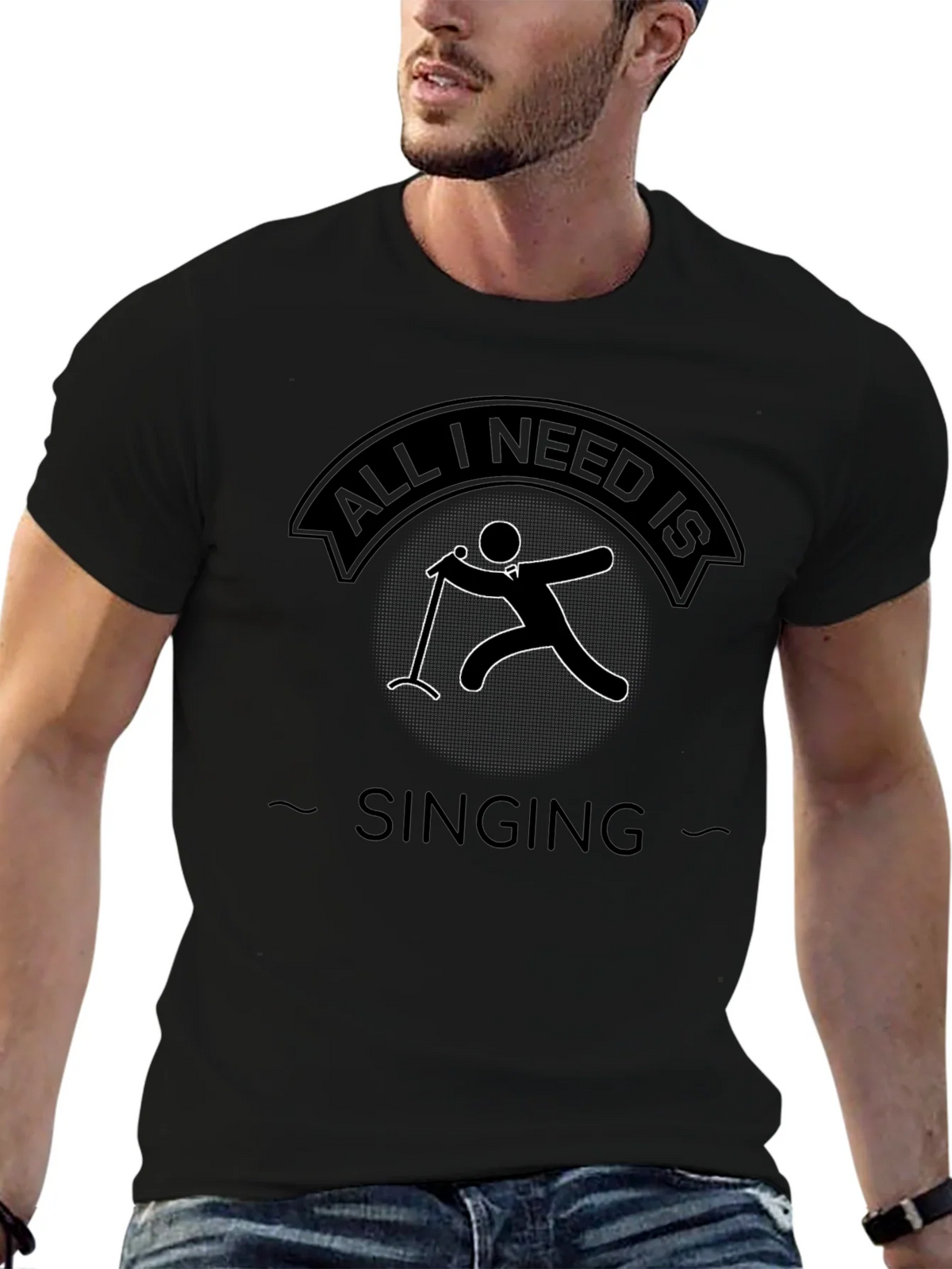 All I Need Is Singing - Black Graphic Tee product image 5