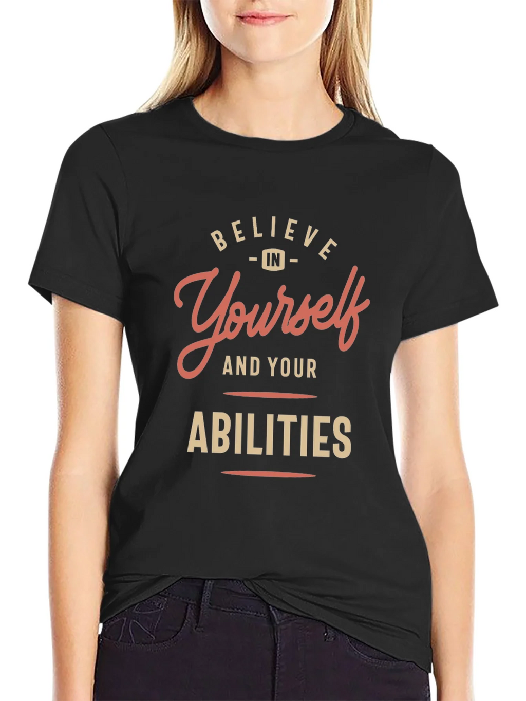Believe in Yourself Black Graphic T-Shirt product image 1