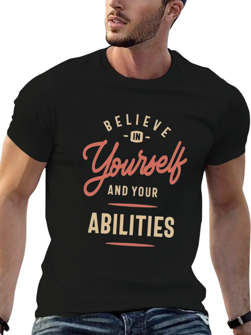 Believe in Yourself Black Graphic T-Shirt product image 5