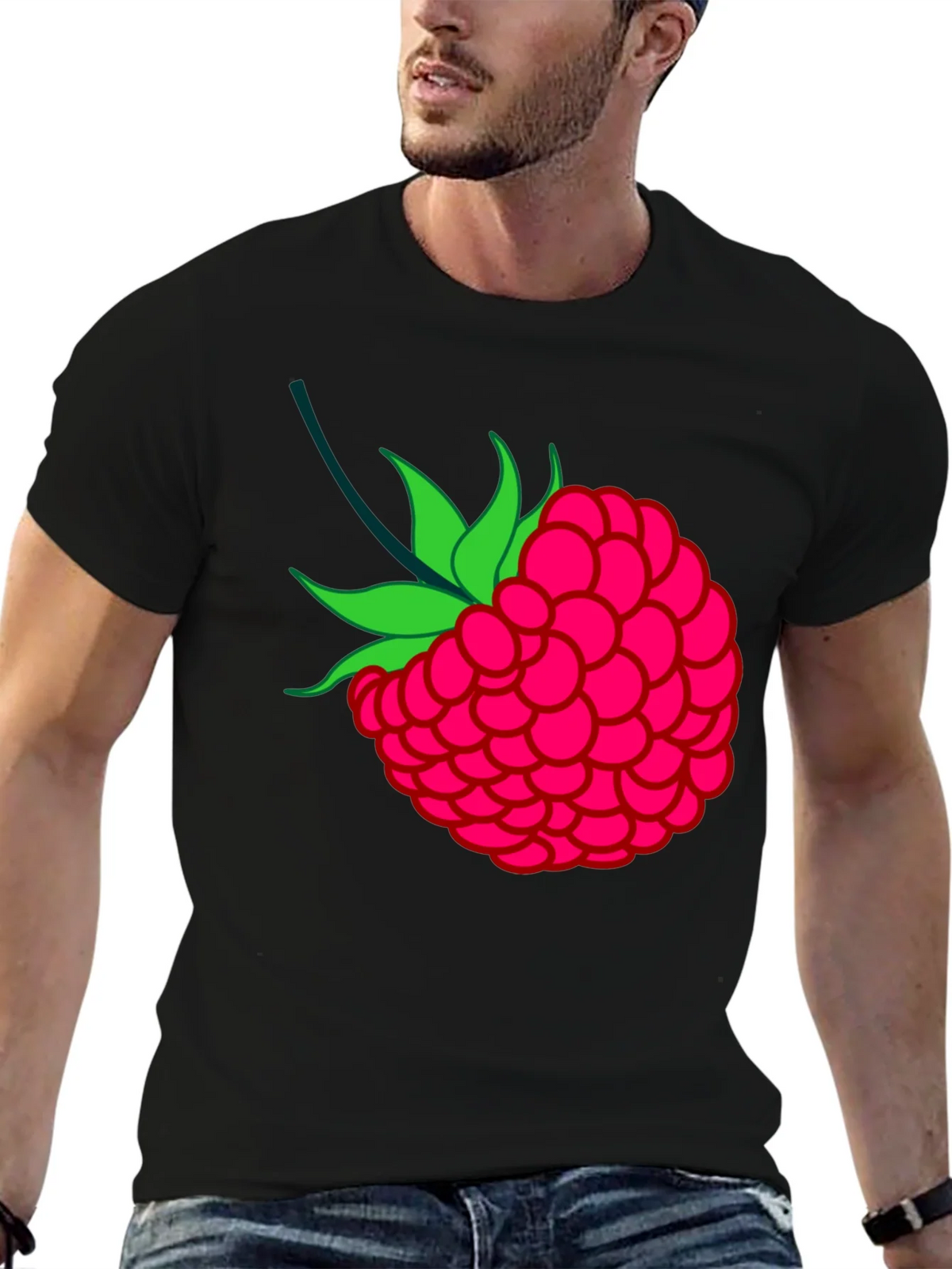 Raspberry Graphic Black T-Shirt product image 6