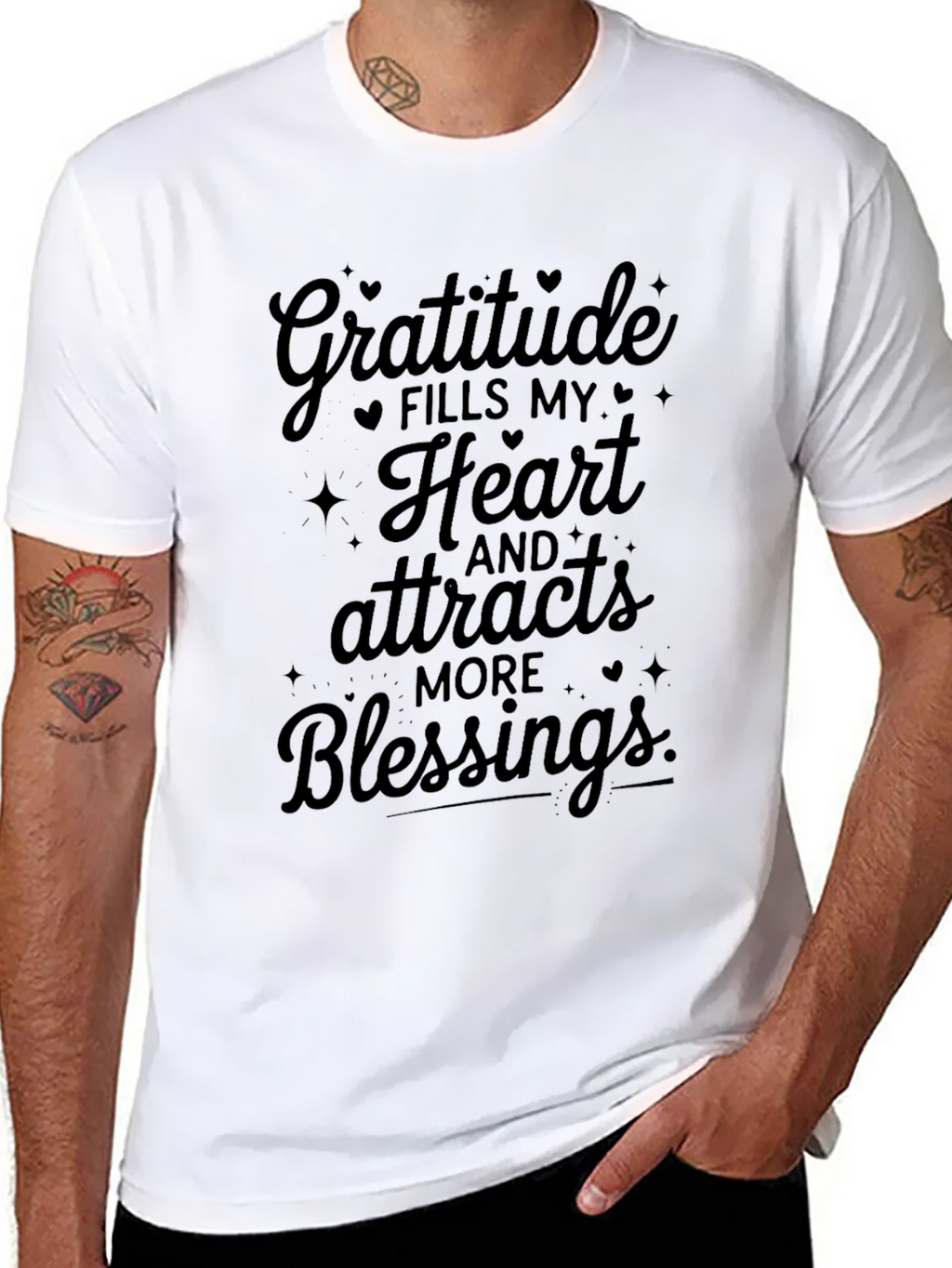 Gratitude Fills My Heart Black T-Shirt product image 7