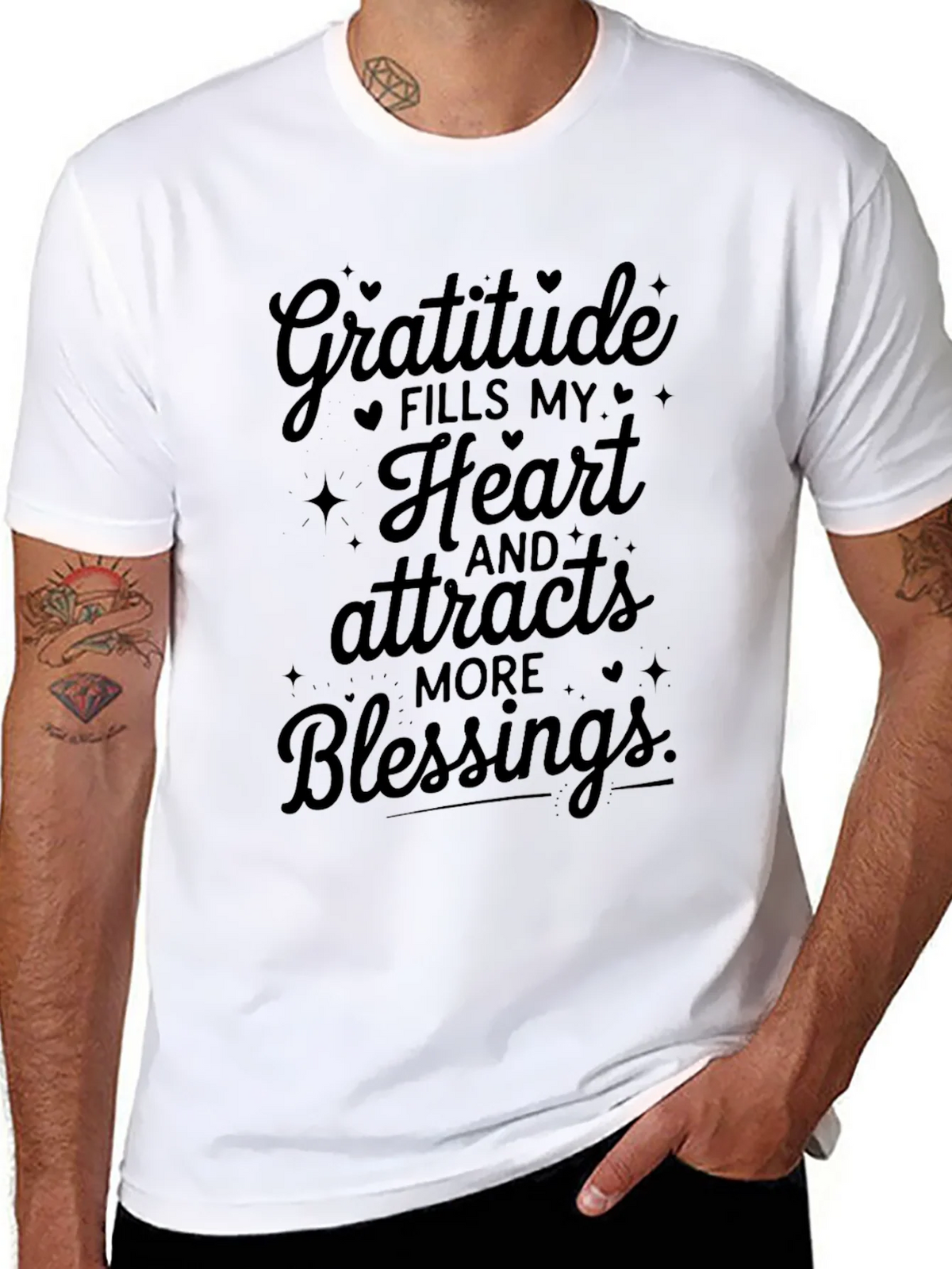 Gratitude Fills My Heart Black T-Shirt product image 7