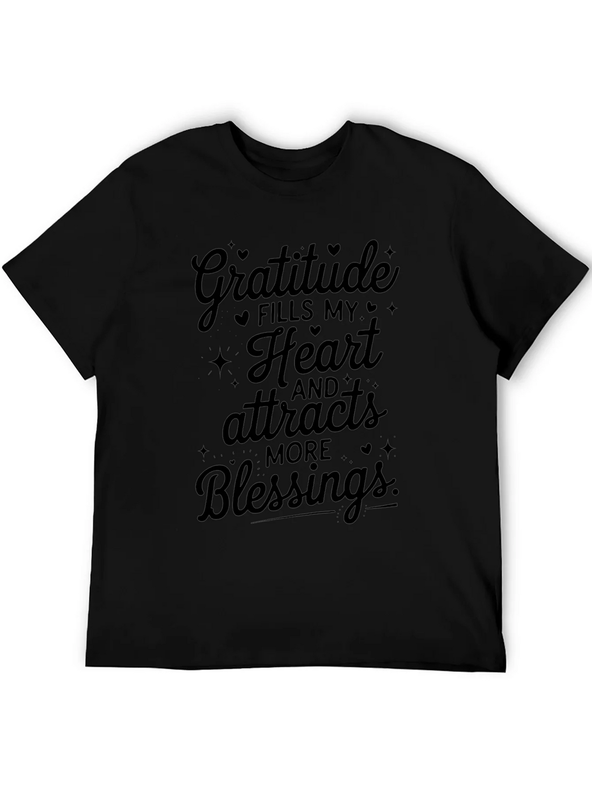 Gratitude Fills My Heart Black T-Shirt product image 5