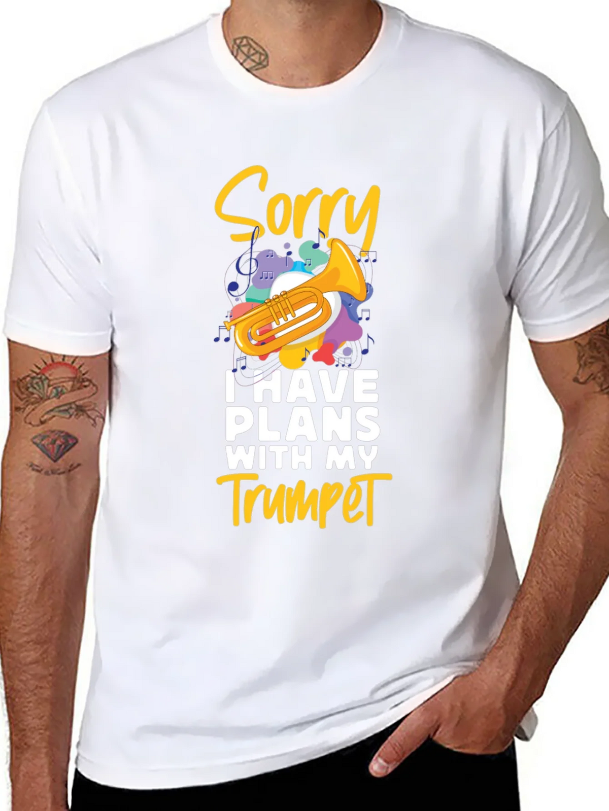 Sorry Trumpet Player Black T-Shirt product image 7