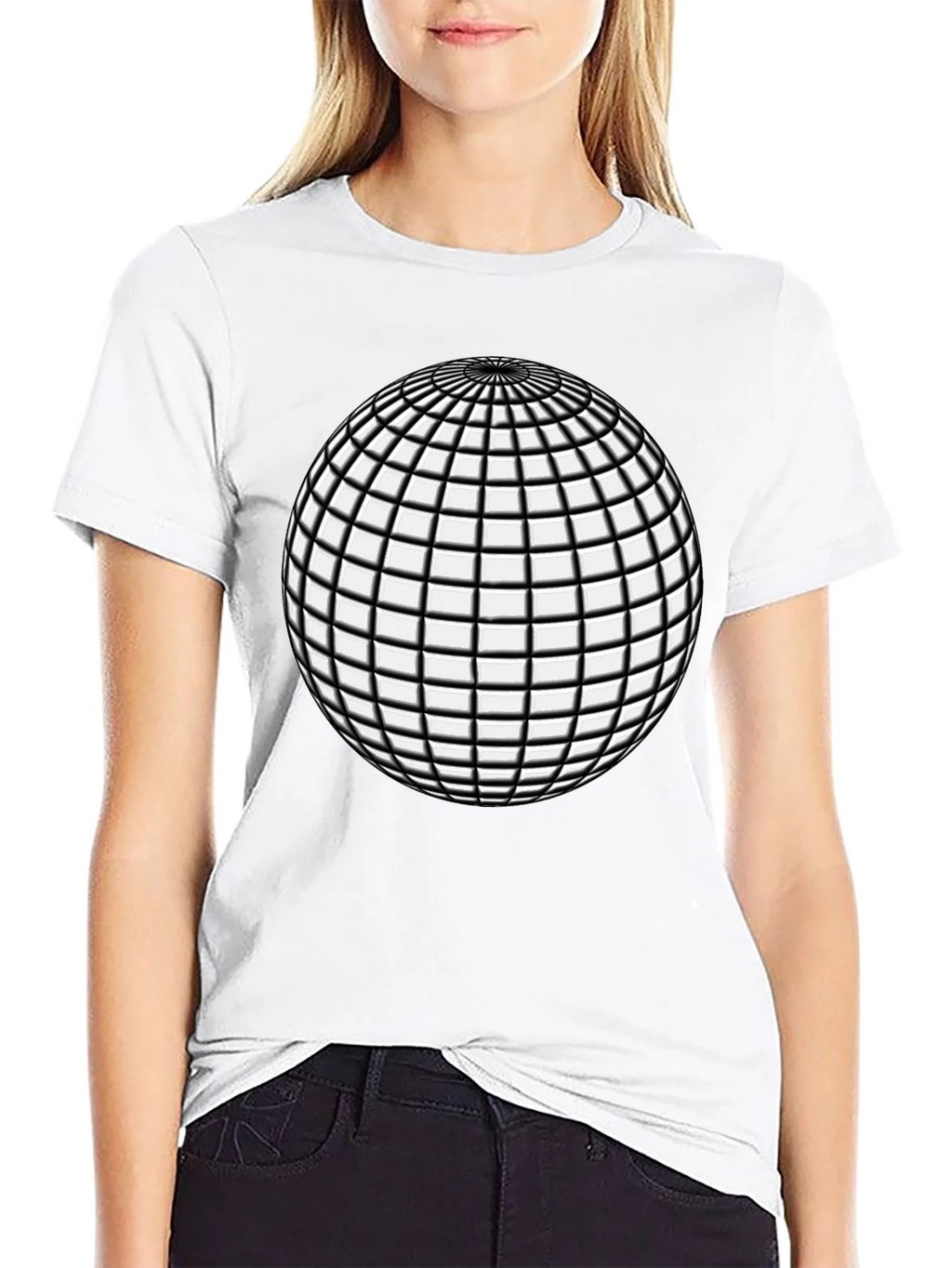 Optical Illusion Sphere Black Tee - Mens Graphic T-Shirt product image 3