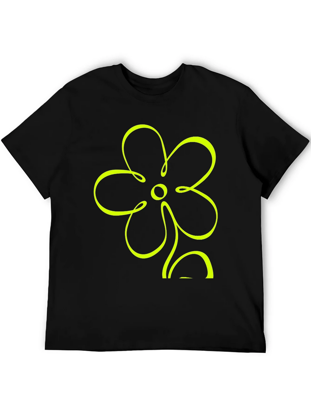 Black T-Shirt with Neon Flower Graphic product image 5