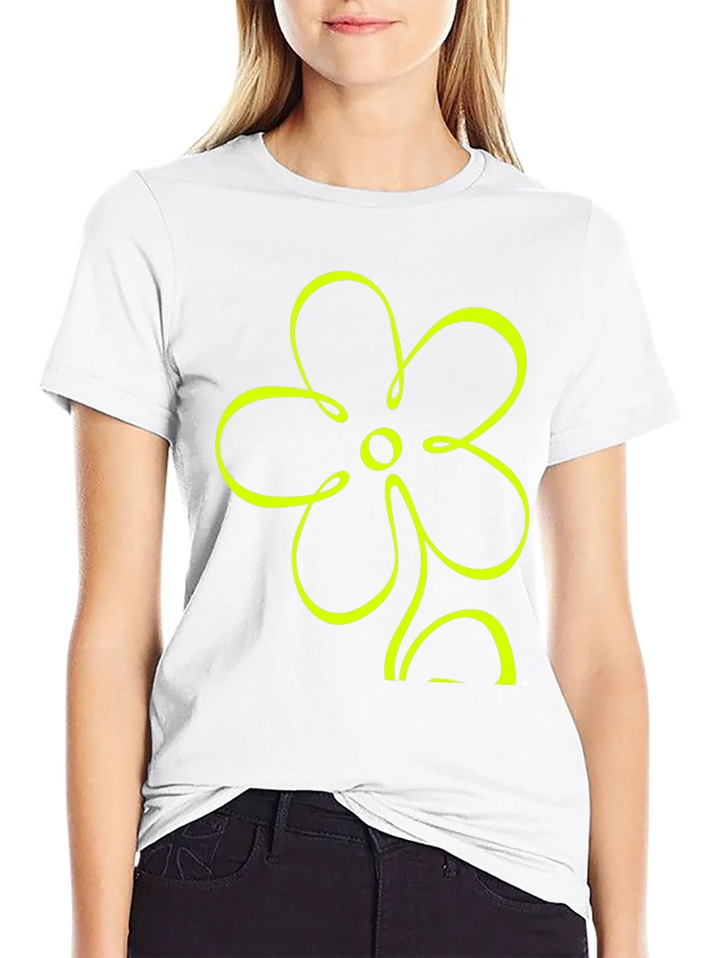 Black T-Shirt with Neon Flower Graphic product image 8