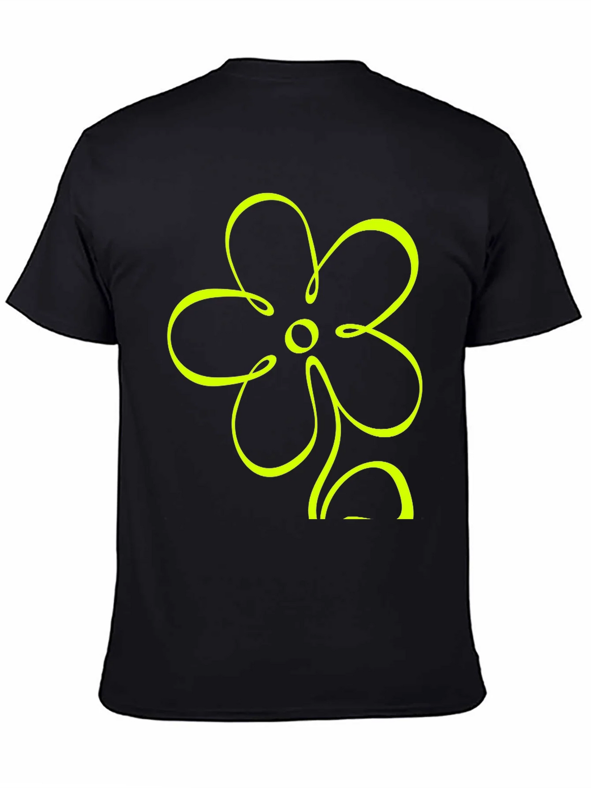 Black T-Shirt with Neon Flower Graphic product image 4