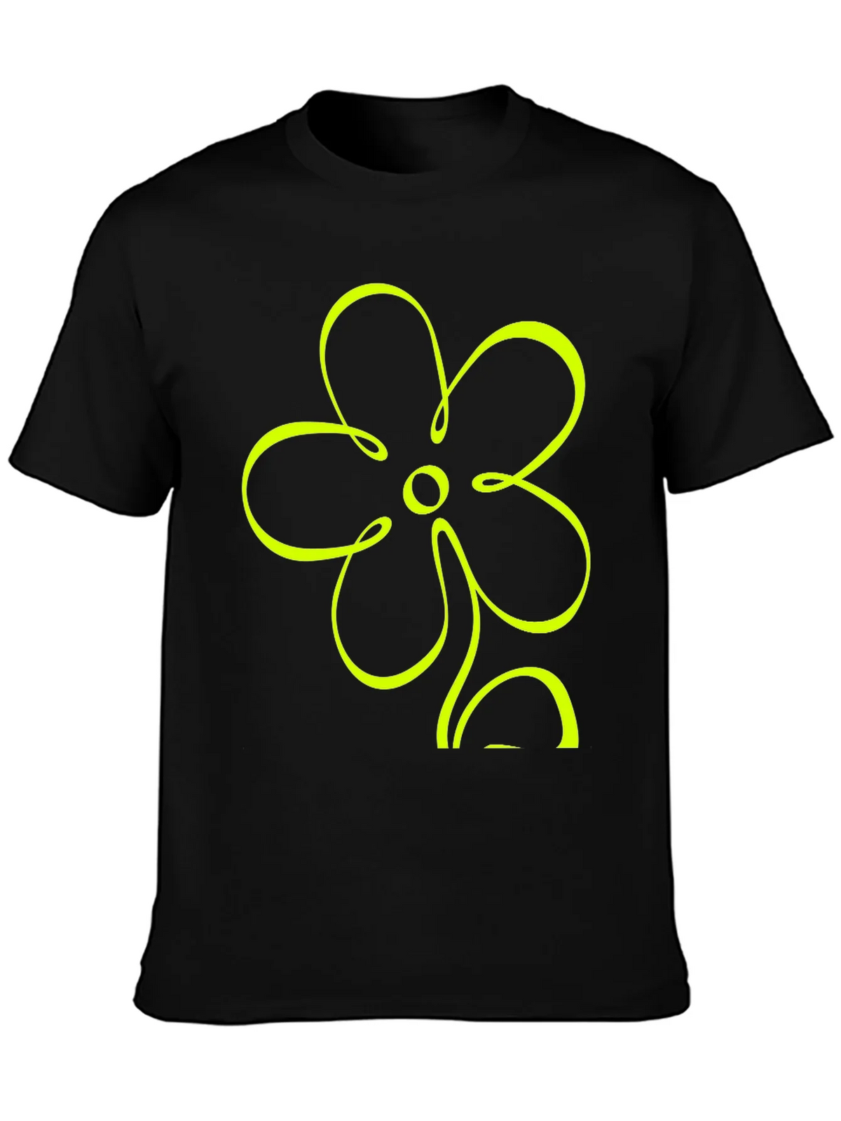 Black T-Shirt with Neon Flower Graphic product image 3
