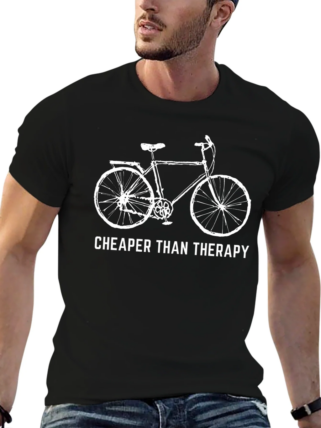 Cheaper Than Therapy Bicycle Graphic T-Shirt product image 6