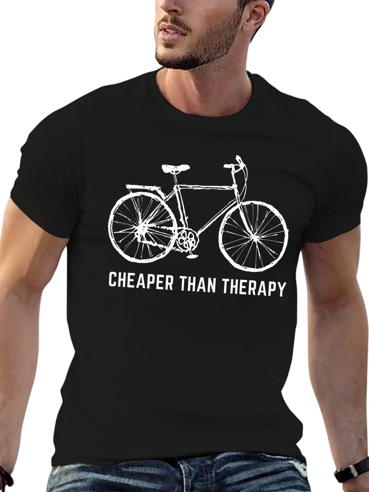 Cheaper Than Therapy Bicycle Graphic T-Shirt product image 6