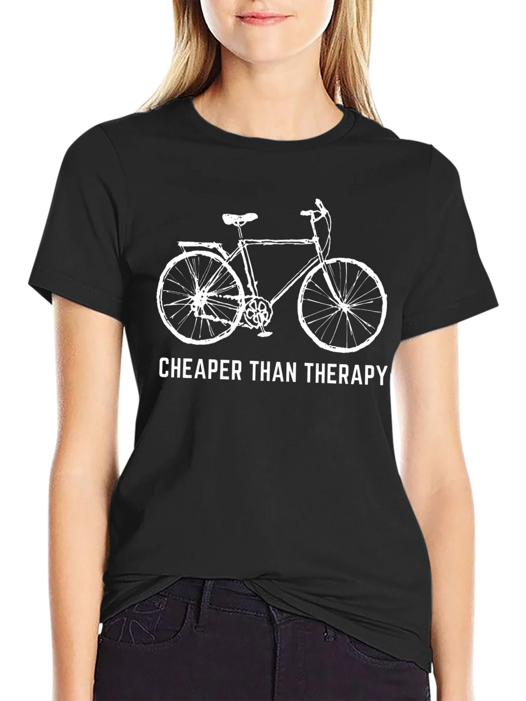 Cheaper Than Therapy Bicycle Graphic T-Shirt product image 2