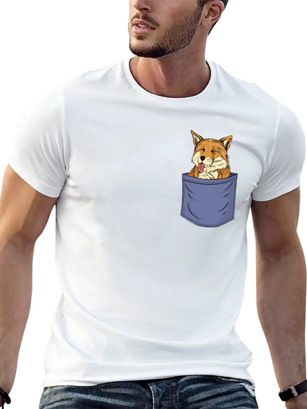 Fox in Pocket Graphic Tee - Mens Black T-Shirt product image 3