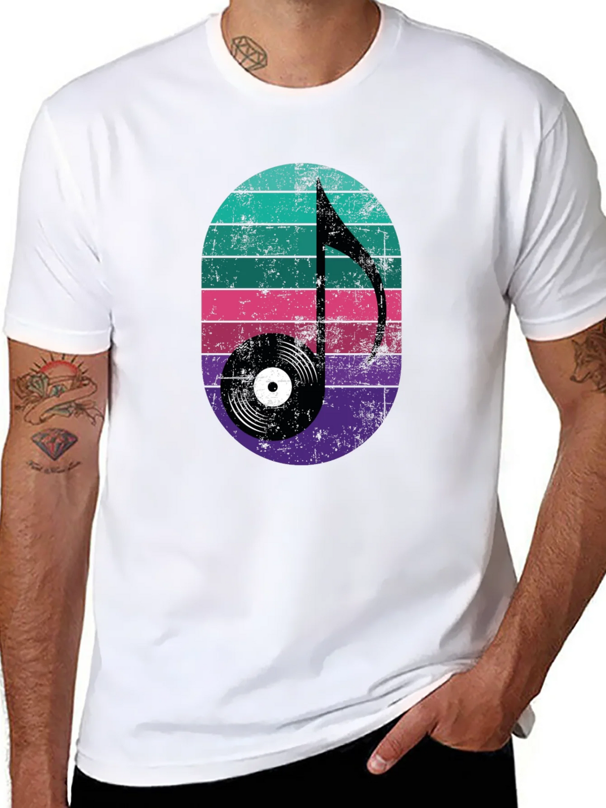 Retro Music Note Record Graphic Tee product image 2