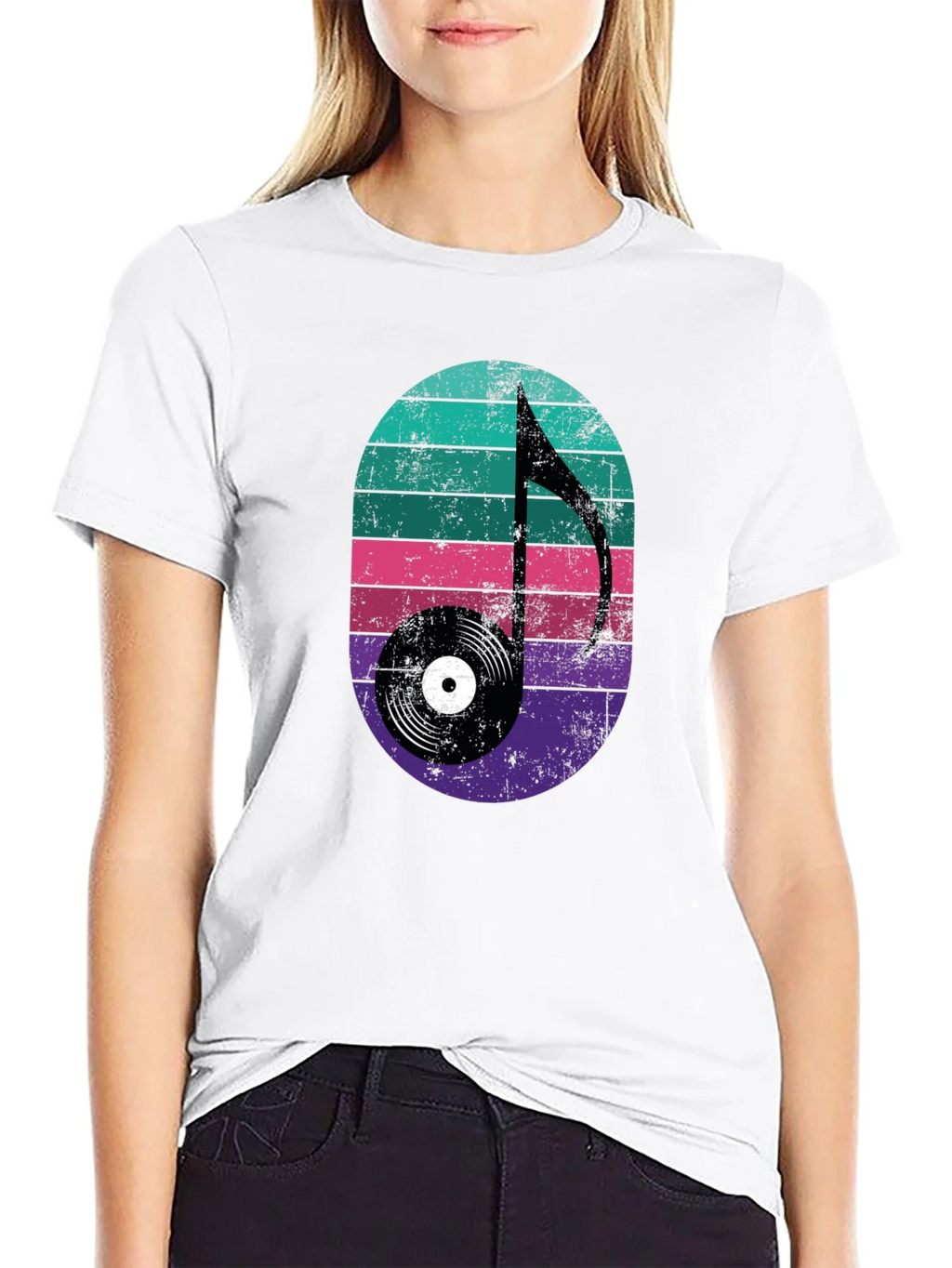 Retro Music Note Record Graphic Tee product image 3