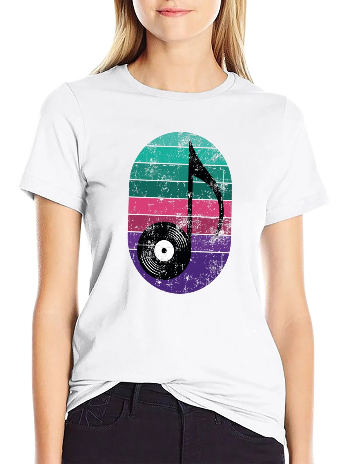 Retro Music Note Record Graphic Tee product image 3