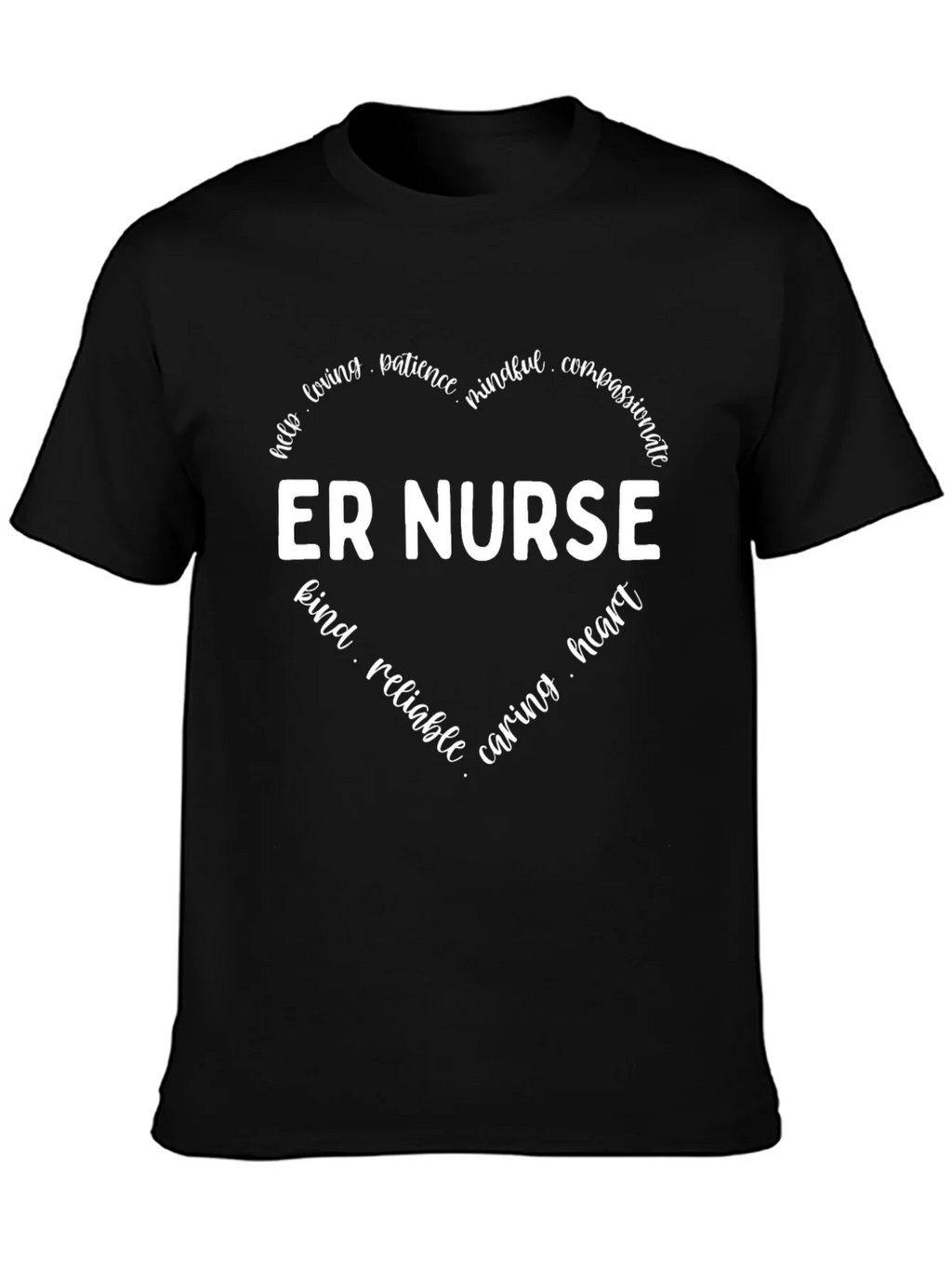 ER Nurse Heart Graphic Tee - Black Cotton Shirt product image 3