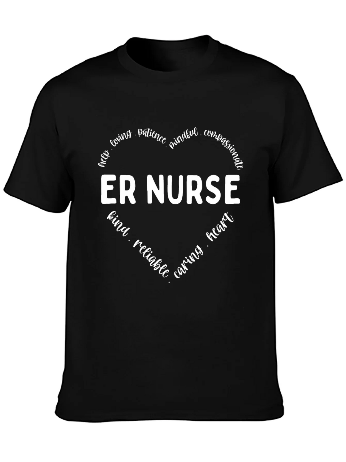 ER Nurse Heart Graphic Tee - Black Cotton Shirt product image 3