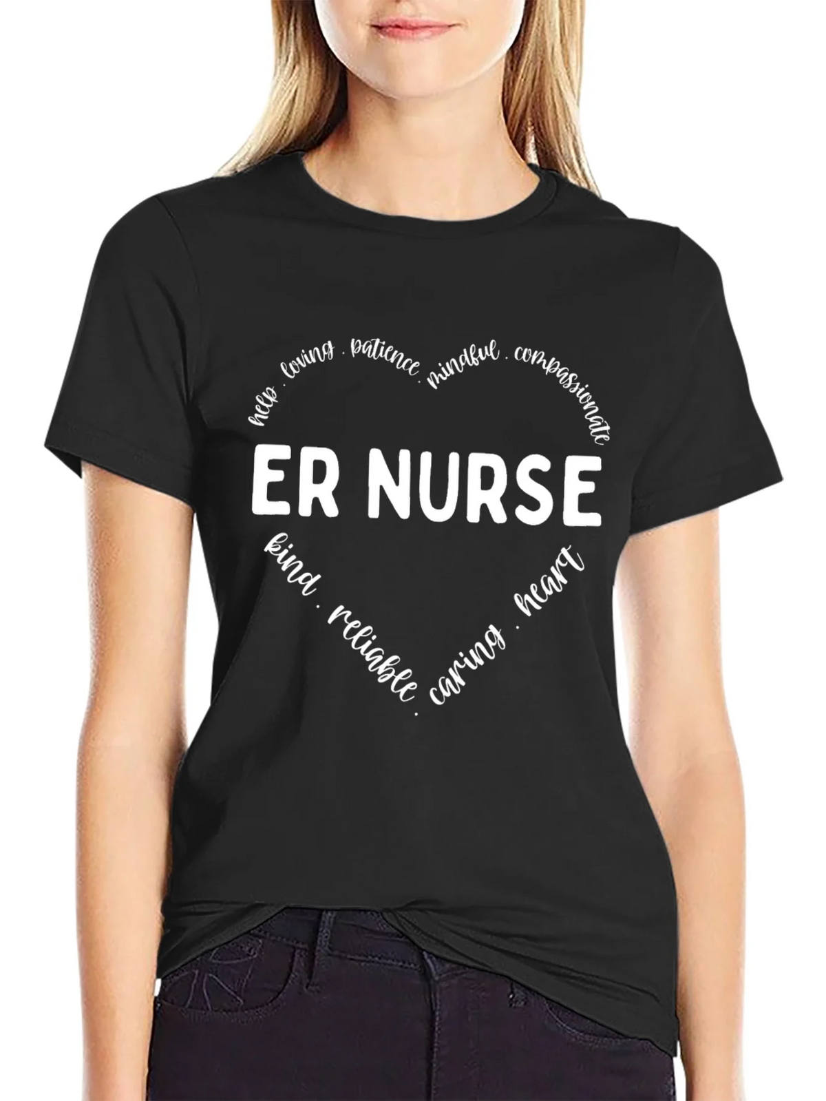 ER Nurse Heart Graphic Tee - Black Cotton Shirt product image 2