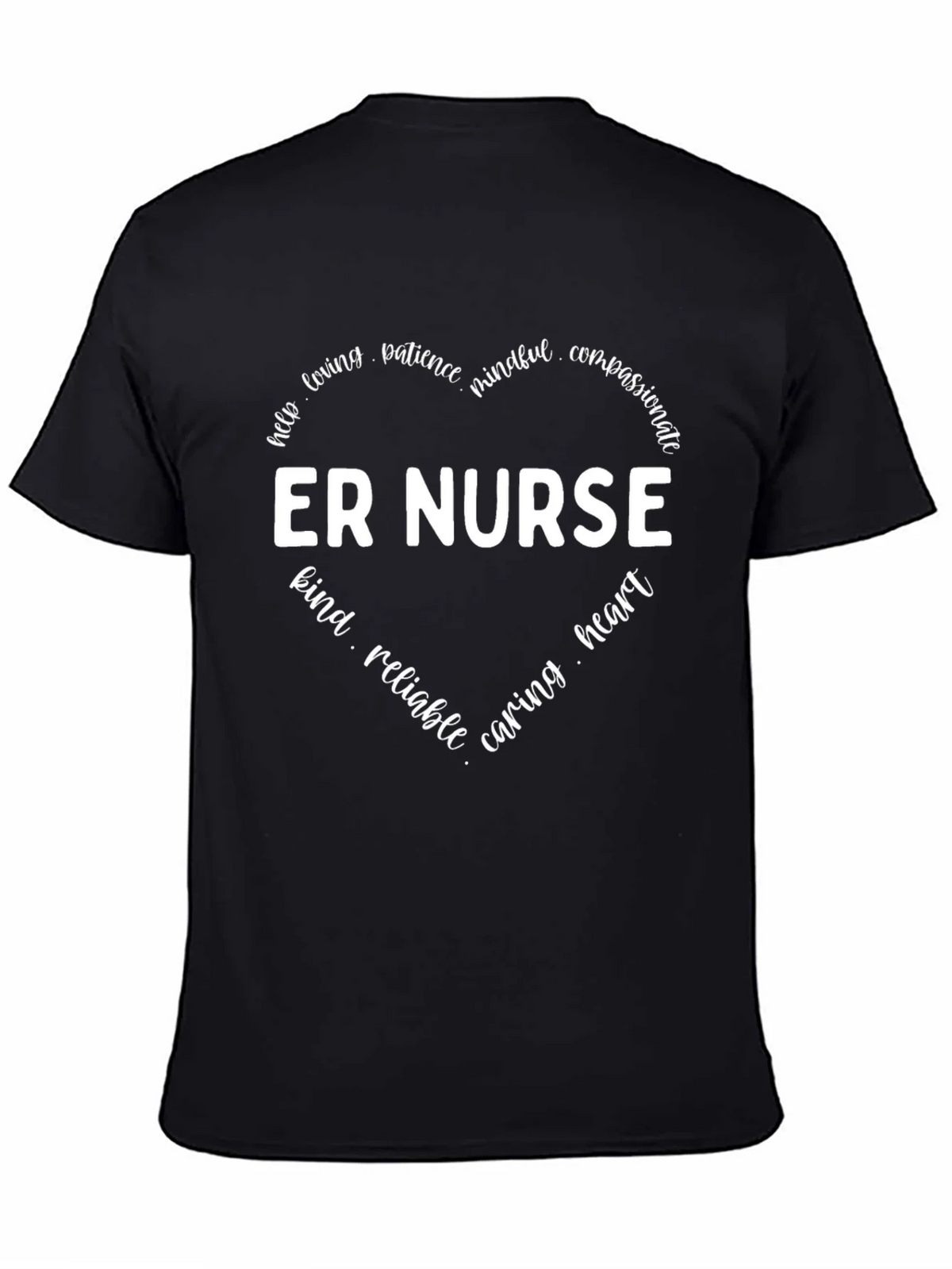 ER Nurse Heart Graphic Tee - Black Cotton Shirt product image 4