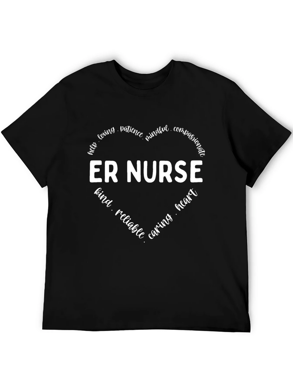 ER Nurse Heart Graphic Tee - Black Cotton Shirt product image 5