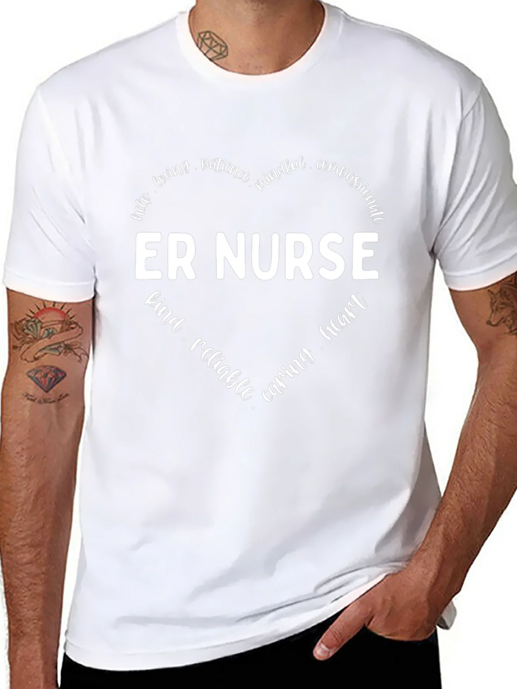 ER Nurse Heart Graphic Tee - Black Cotton Shirt product image 7