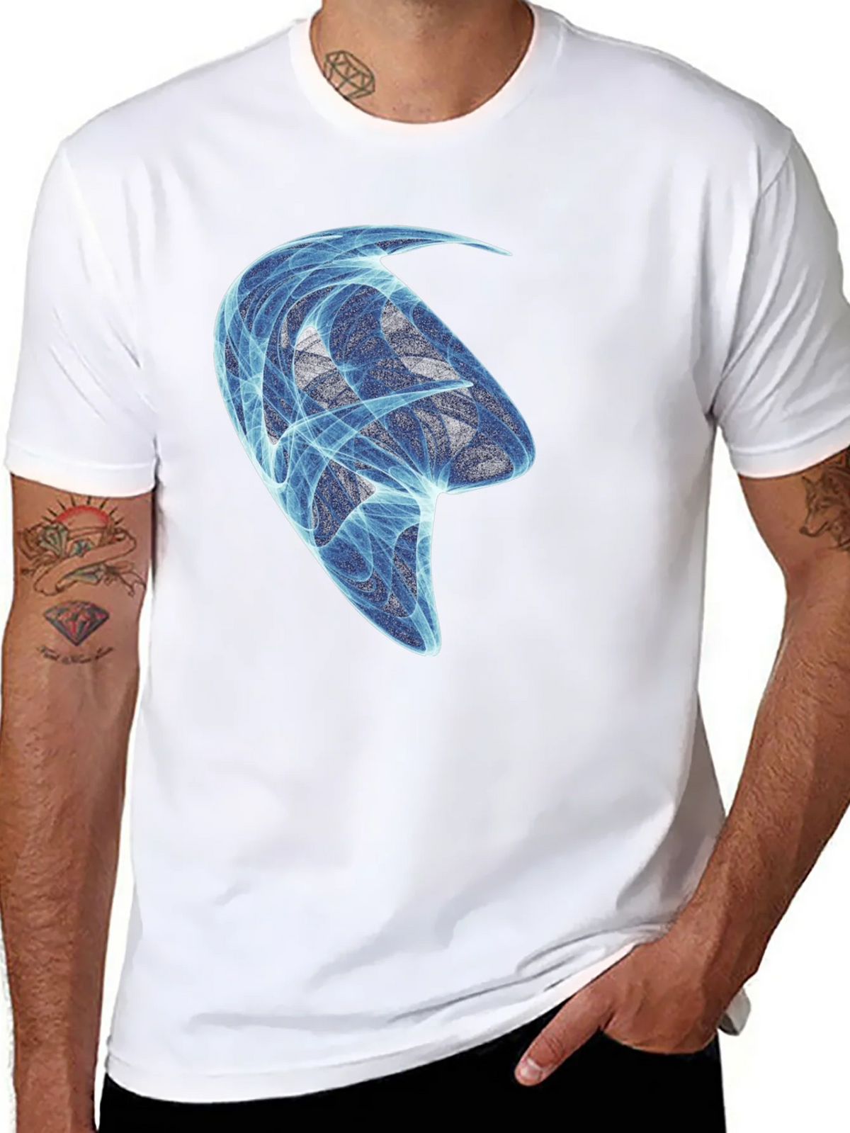 Abstract Blue Design Black T-Shirt product image 4