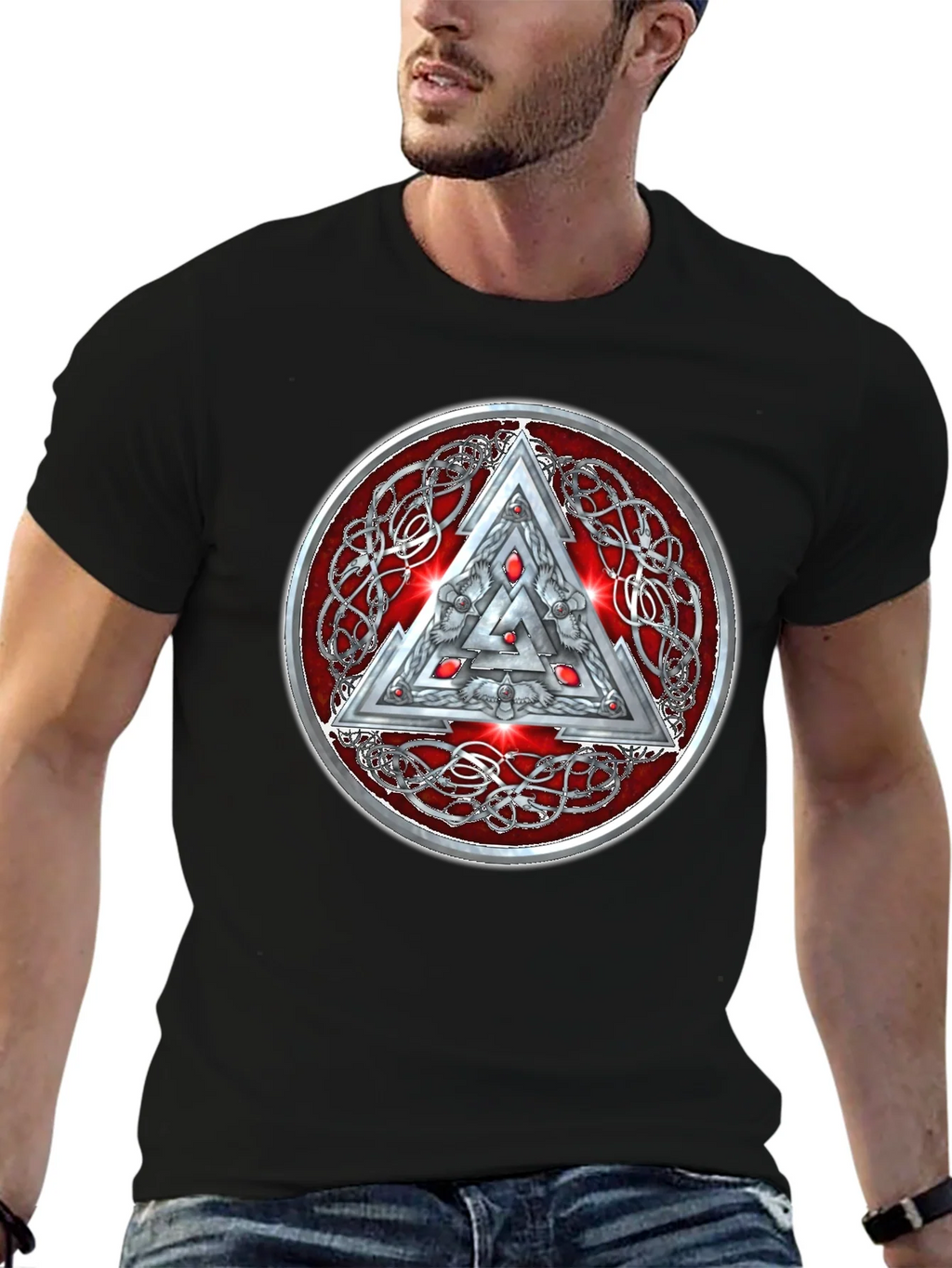 Valknut Knot Viking Triangle Graphic T-Shirt product image 6